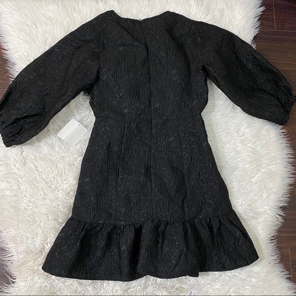 NWT Lulus To Love Black Jacquard Puff Sleeve Mini - Picture 6 of 6